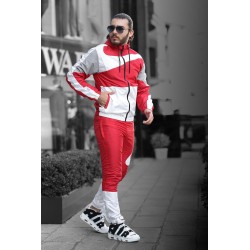 Cortavientos blanco rojo