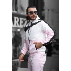 Cortavientos blanco rosa