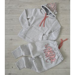 Chandals syna gris logo rosa
