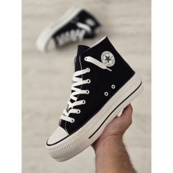 Convers Bota Tela Negra...